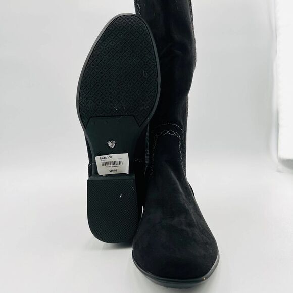 Gloria Vanderbilt Beatrice Knee High Black Microsuede Boots Size 8 - Picture 11 of 12